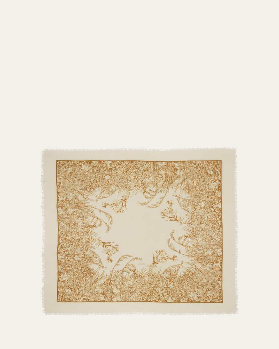 Campo di Lino Fiorito Cashmere-Silk Shawl